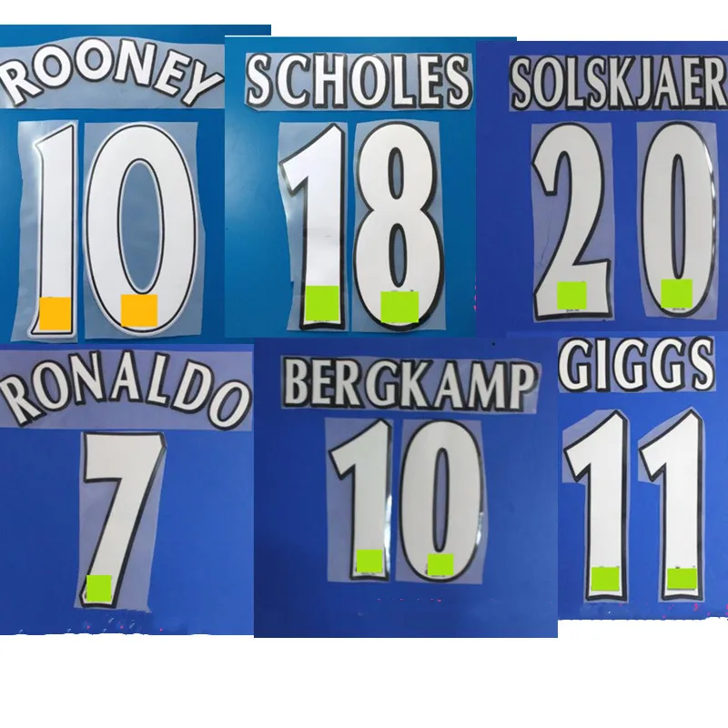 

1997 - 2006 Ретро Премиум бархатный материал BERGKAMP GIGGS KEANE Генри Руни бекххэм напечатанный номером термотрансферный значок