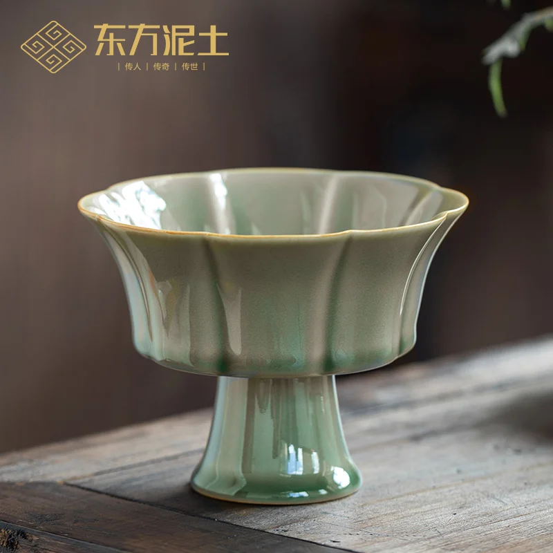 

Yue Kiln Celadon Cake Tray Ceramic Chinese Style Fresh Furnishings Living Room Tea Table Fruit Plate Decoration