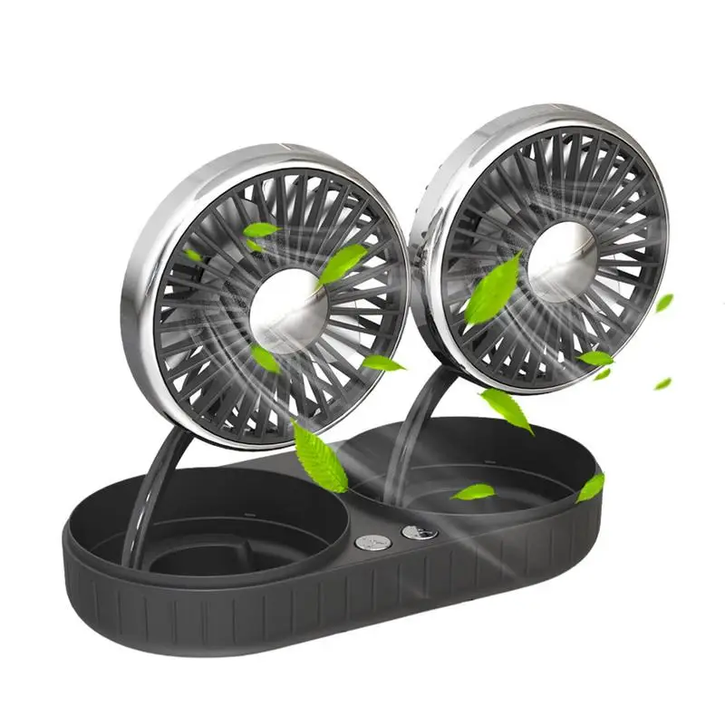 

Dual Head Electric Car Fan USB Rechargeable Car Fan For Dashboard 360 Degrees Adjustable Low Noise Strong Wind Vehicle Cooling