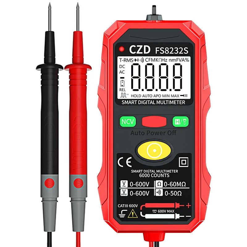 

NCV Digital Multimeter Counts Auto Ranging AC/DC Volt Ohm Tester Voltage Meter Flash Back Light Large Screen