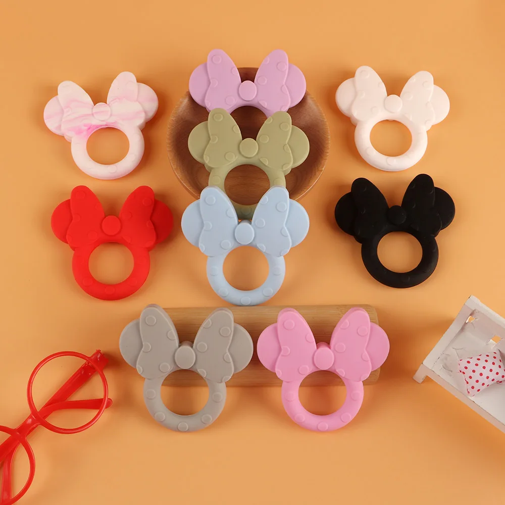 

Kovict 1pc Silicone Teether Cartoon Mouse Head Animal Food Grade Silicone Teething Toys For Teeth Tiny Rod Baby Teether Gift