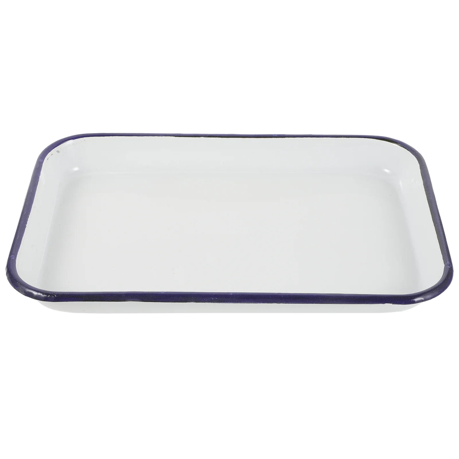 

Baking Dishes Oven Wear-resistant Tray Enamel Pan Restaurant Multifunction Pie White