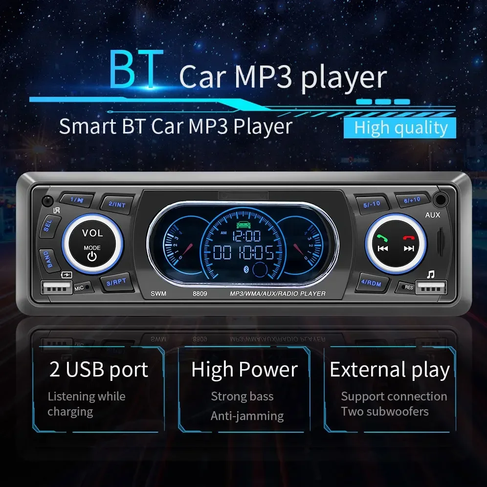 Автомагнитола 1DIN с Bluetooth mp3-плеером USB TF-картой 12 В 60 Вт X 4