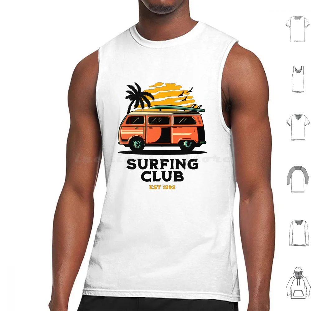 

Surfing Club Tank Tops Print Cotton Surfing Surf Beach Surfer Club Vintage Ocean Surfboard Summer Apocalypse Movie Film