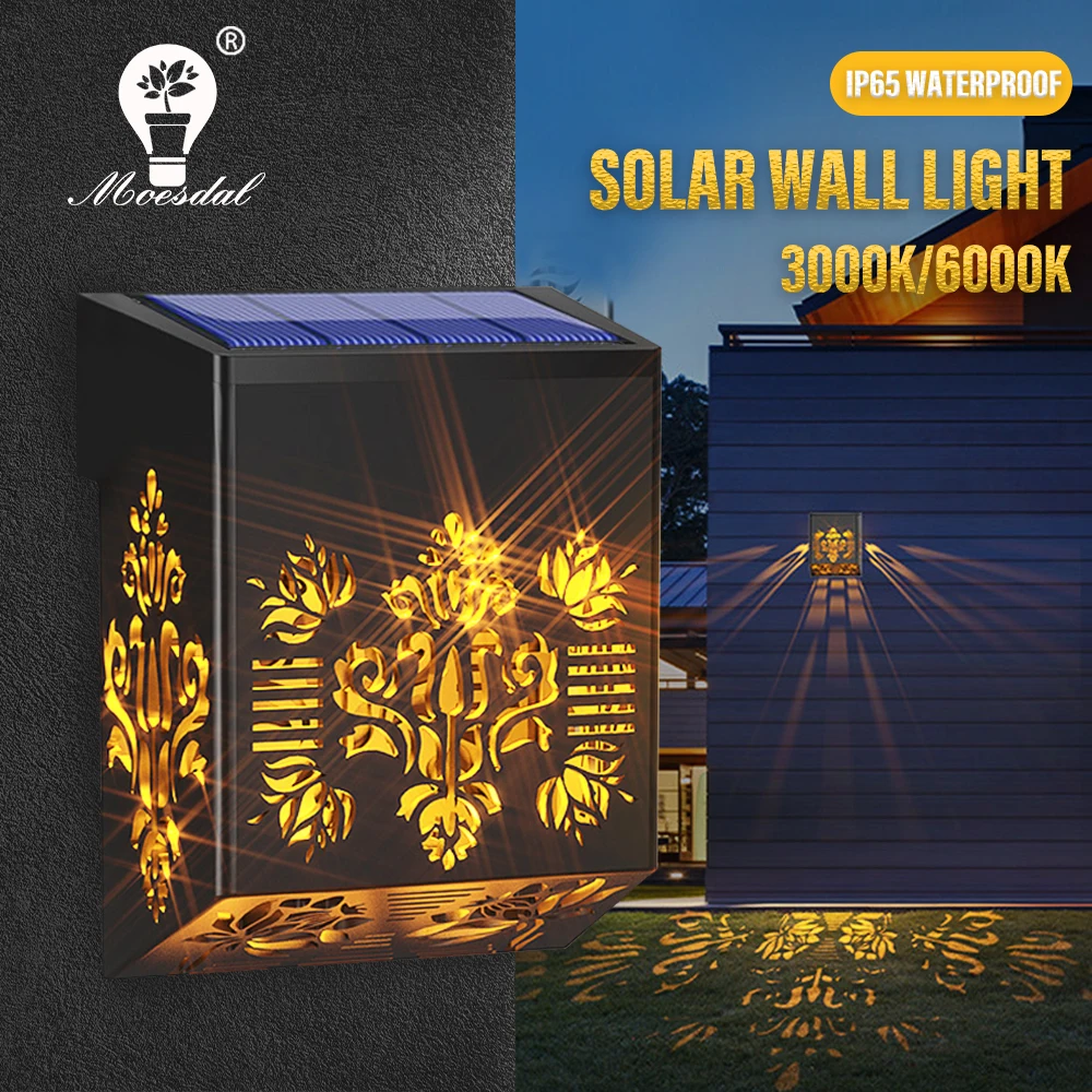 LED Solar Light Waterproof Outdoor Solar Wall Light Garden Decoration Landscape Light for Step Fence Garden Projection Light