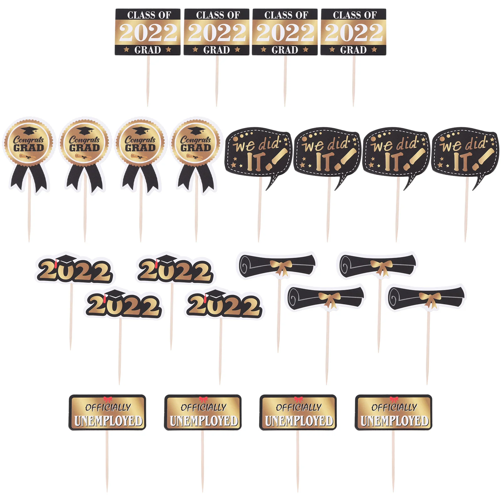 

24 Pcs Graduation Party Cupcake Picks Paper Cake Inserted Cards Cake Ornaments