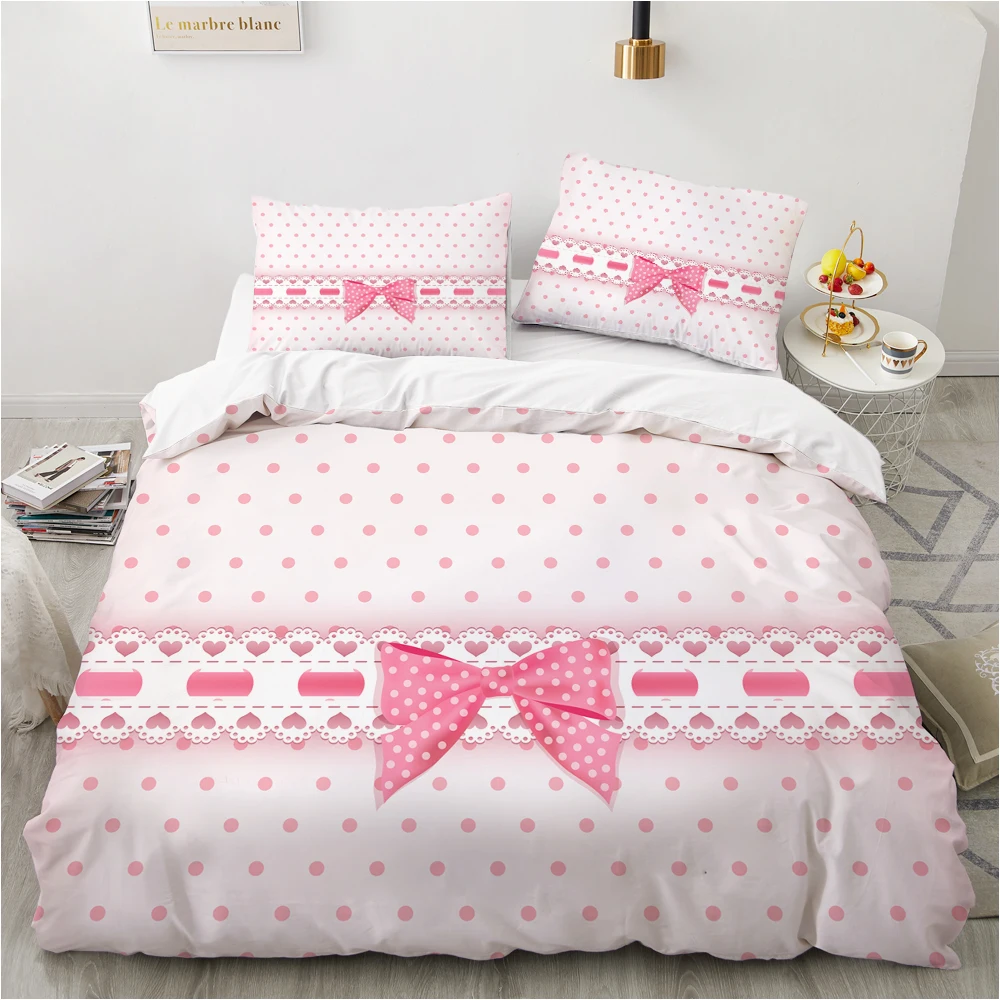 

Creative Lifelike BowKnot Themed Bedding Set 2/3pcs Single Double Full Size Quilt/Comforter Cover With Zipper Kids Bedclothes