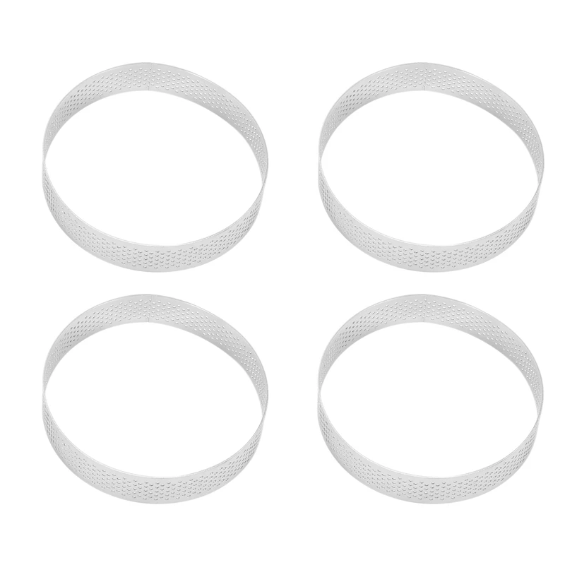 

8 Pcs Circular Porous Tart Ring Bottom Tower Pie Cake Mould Baking Tools Perforated Cake Mousse Ring,10Cm