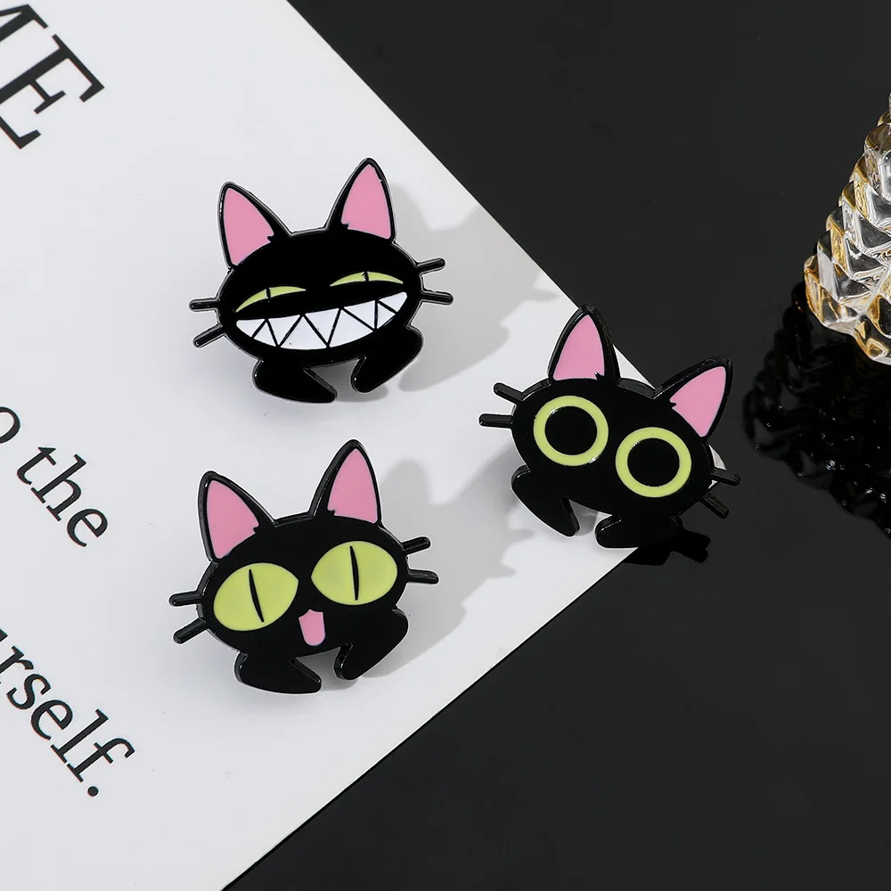 Персональная креативная металлическая брошь в виде мультяшного кота на Хэллоуин