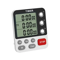 3 channels kitchen timer digital magnetic egg timer 3 in 1 countdown timer clock stopwatch adjustable volume cooking timer for