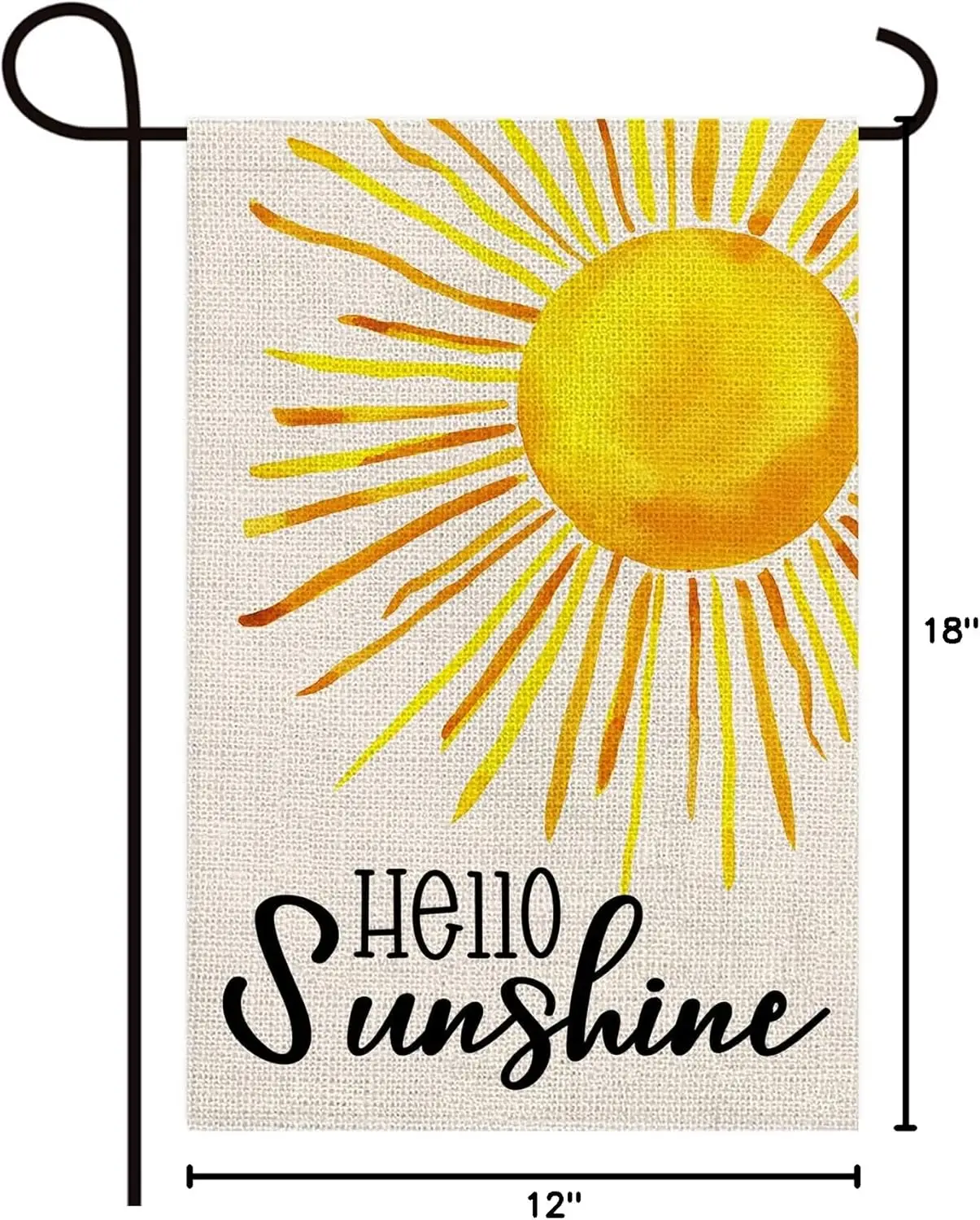 Фото Флаг для сада Texupday Hello Sunshine, двусторонний, вертикальный, из мешковины, в деревенском стиле, для праздников, вечеринок, улицы, двора, весна-лето №2