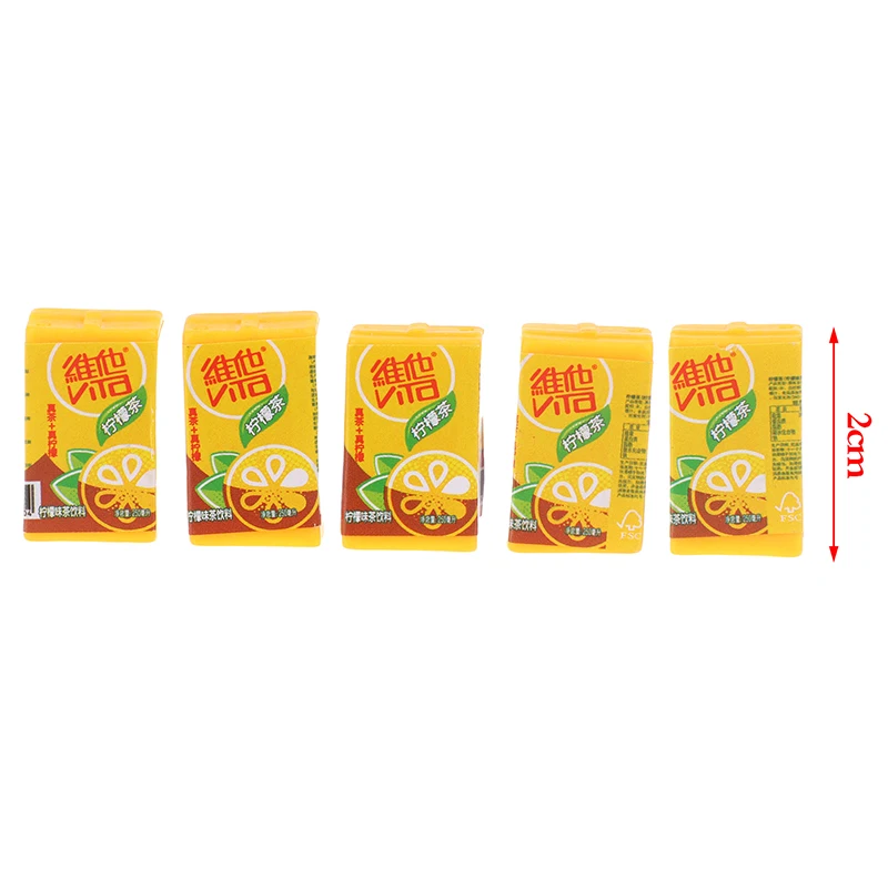 

5pcs 1:12 Miniature Dollhouse Food Drinks Mini Lemon Tea Box Beverages Simulation Vita Tea Model Toy Doll House Drinks Decor