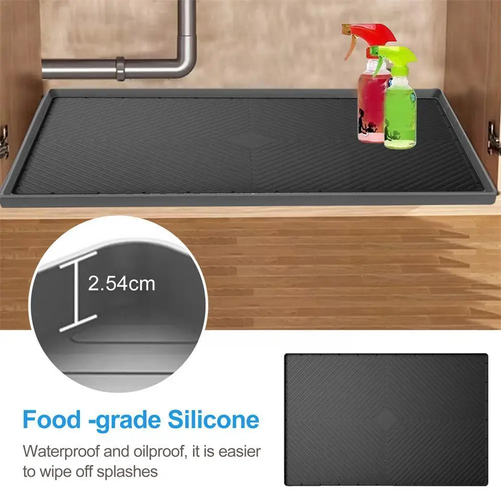 

Under Sink Mat Under Sink Mats For Kitchen Silicone Under The Sink Mat 35 X 25 In Kitchen And Bathroom Cabinet Mat Waterpro V7l5