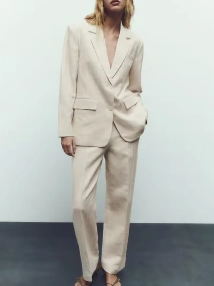 

Женский брючный костюм Kumsvag, элегантный костюм из двух предметов, модный плиссированный пиджак и брюки, лето 2023