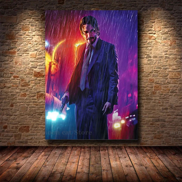 

Джон фитиль кинопостер Кеану Ривз портрет пистолет стрельба под дождем принты на холсте настенная живопись картины Домашний декор