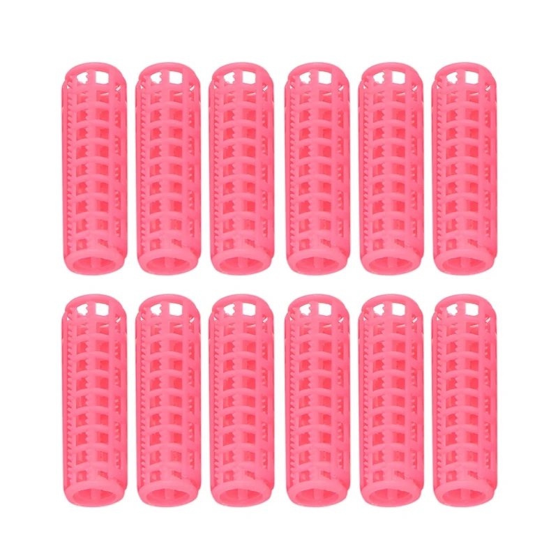 

48 Pcs Pink Plastic DIY Hair Styling Roller Curlers Clips