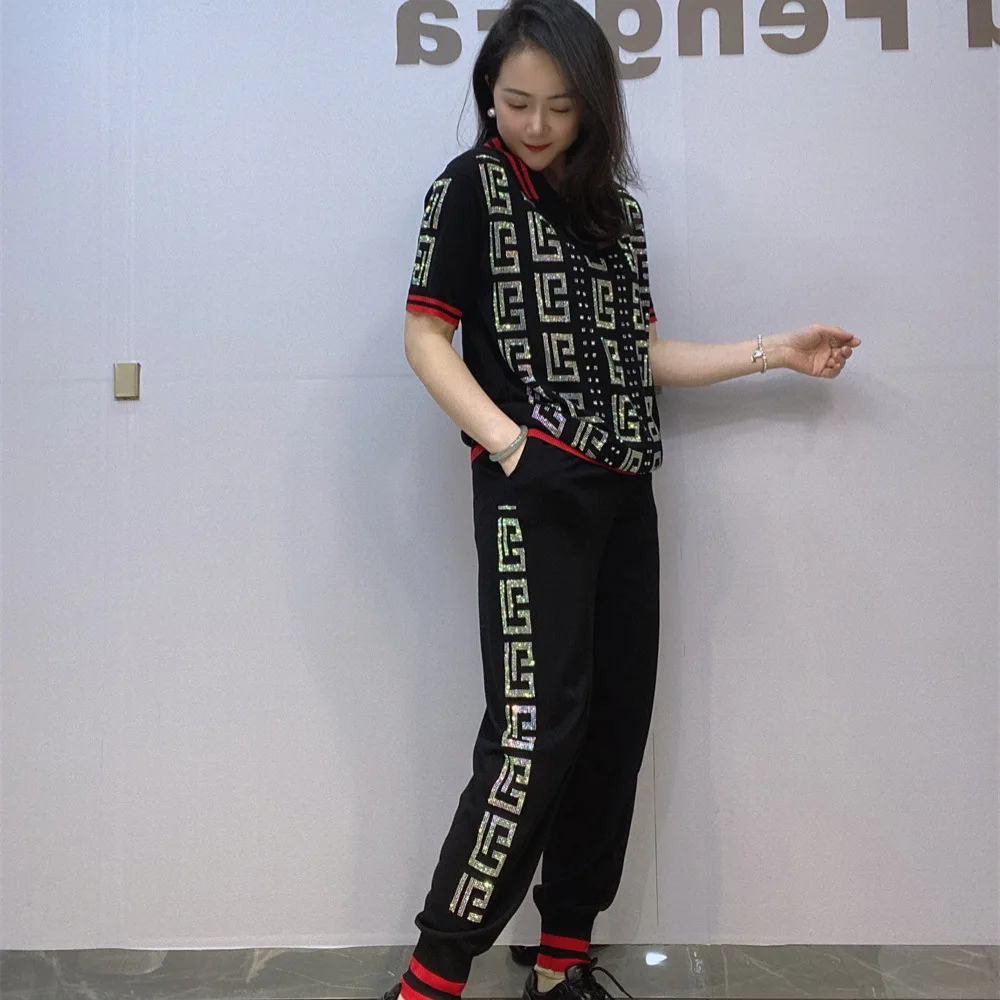 Женский комплект из двух предметов свободная черная одежда с коротким рукавом и