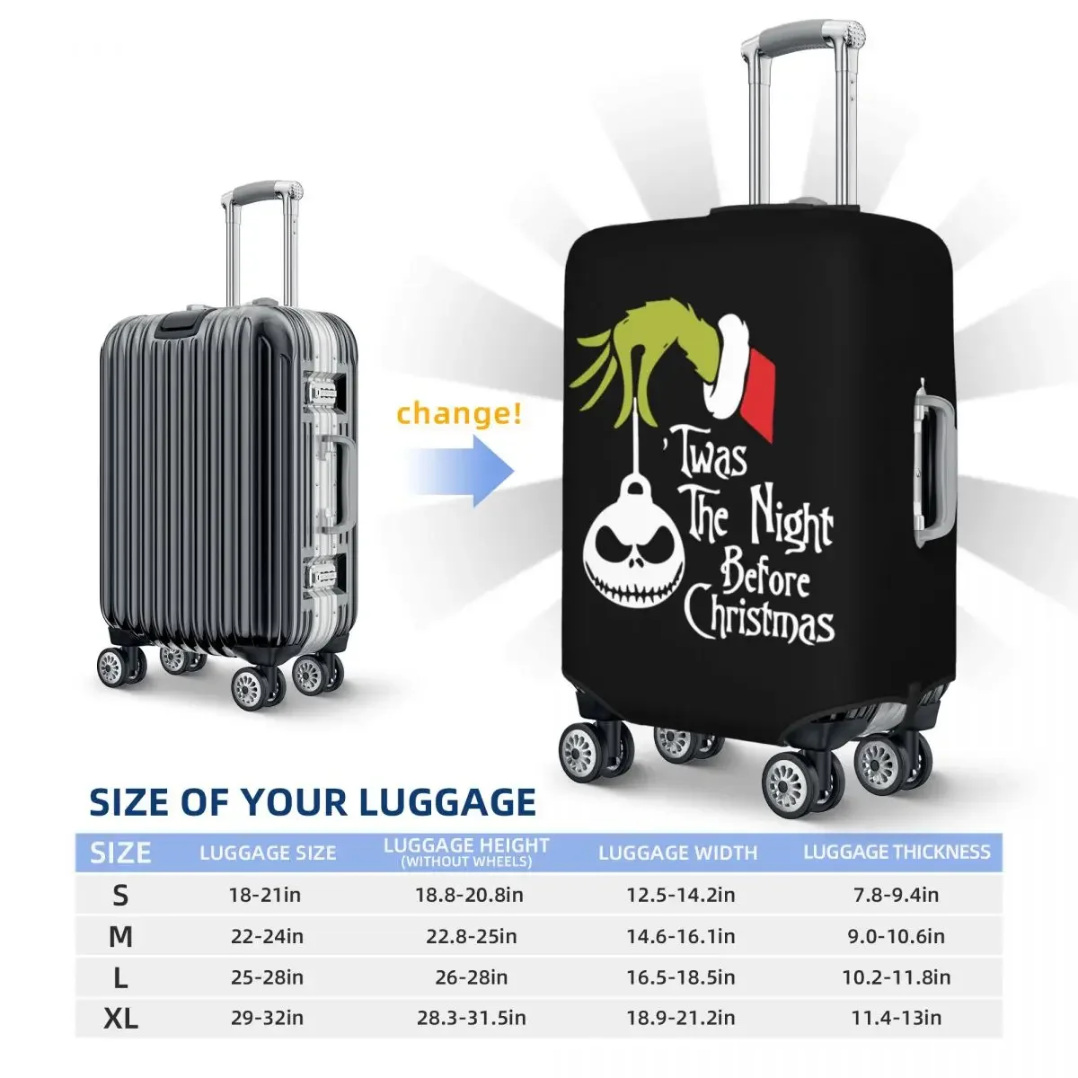 Чехол для чемодана с принтом Кошмар перед Рождеством 18-32 дюйма