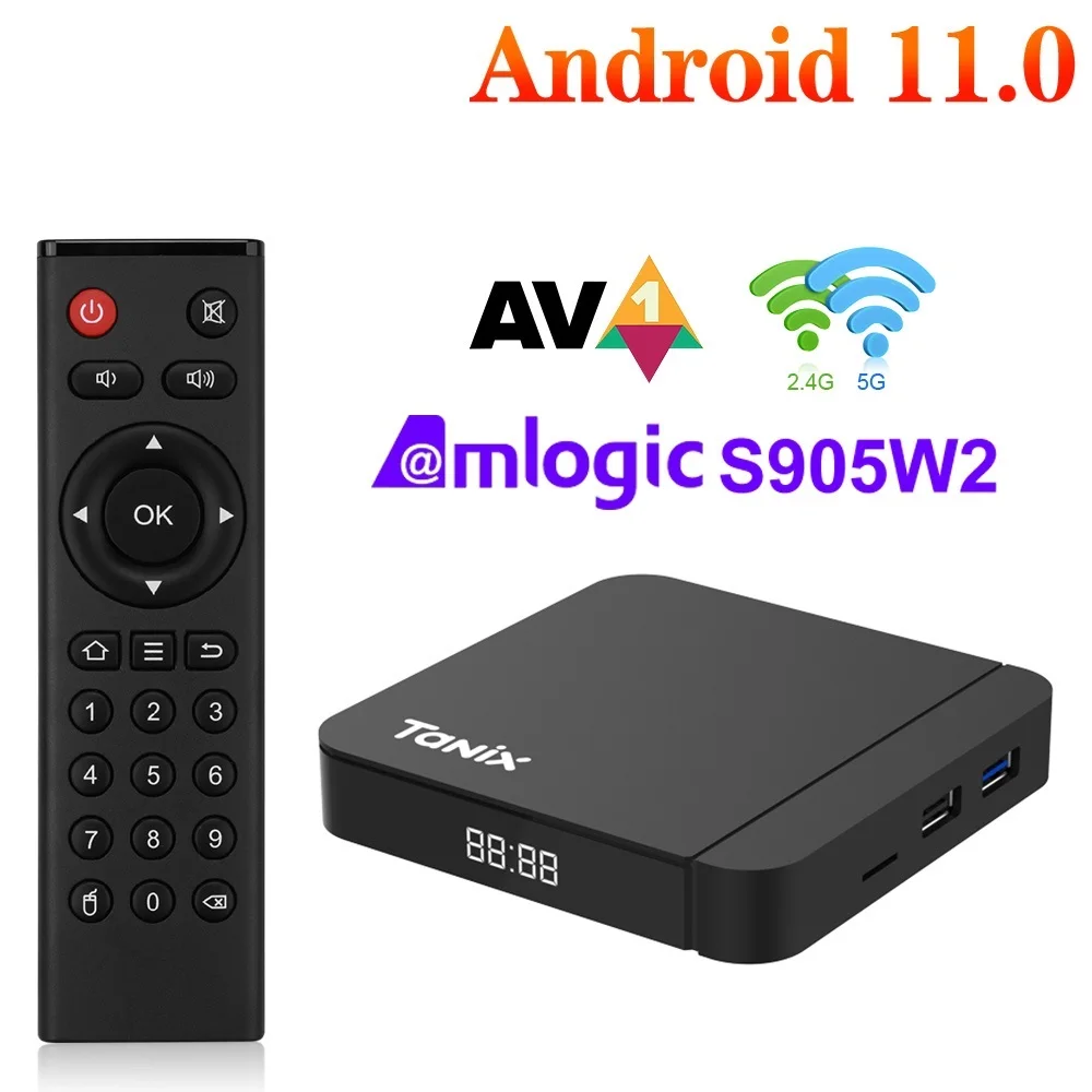 

Top W2 Smart TV Box Android 11 Amlogic S905W2 with 2GB 16GB Support H.265 AV1 Dual Wifi HDR 10+ Media Player TVBOX Set Top Box