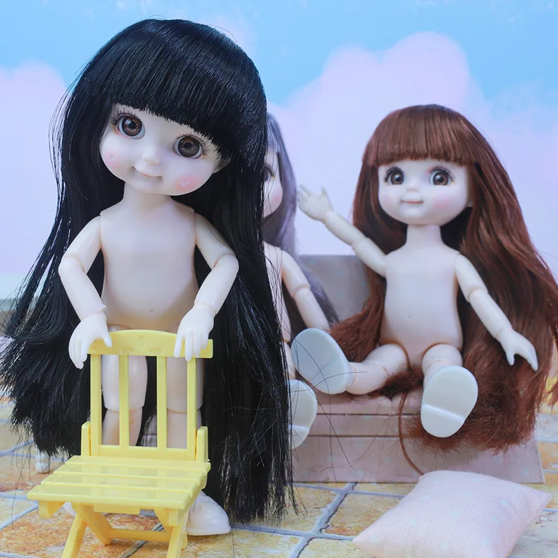 New 6 Inch Doll 1/12 Cute Body Change Makeup Doll Dress Up Bjd 16cm Doll with 13 Joints Movable Fashion Girl Christmas Gift Toy