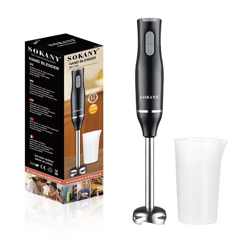 

Electric Immersion Hand Blender 400 Watt 2 Speed with Stainless Steel Blades, Perfect for Smoothies, Puree Baby Food & Soup