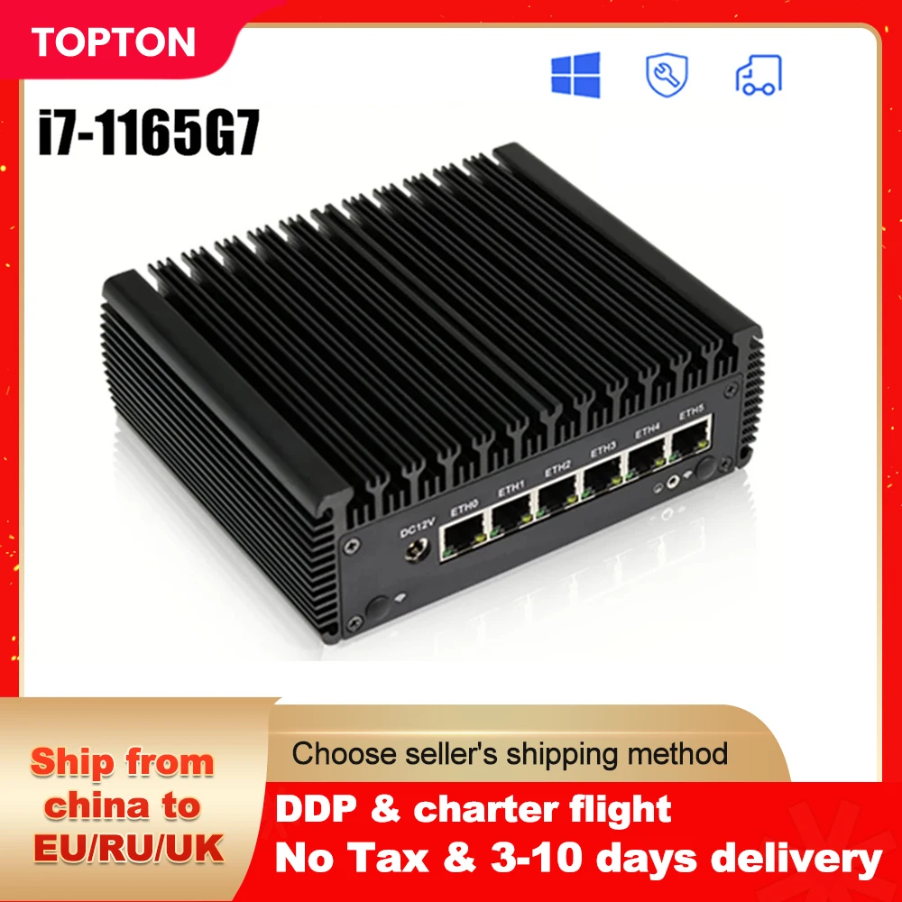 

Pfsense Firewall Router Intel Core i7-1165G7 i5-1135G7 i211AT 6LAN RJ45 COM 4*USB HDMI Fanless Mini PC AES-NI Gateway Server