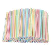 100pcs plastic drinking straws 8 inches long multi colored striped bedable disposable straws party multicolore rainbow straw