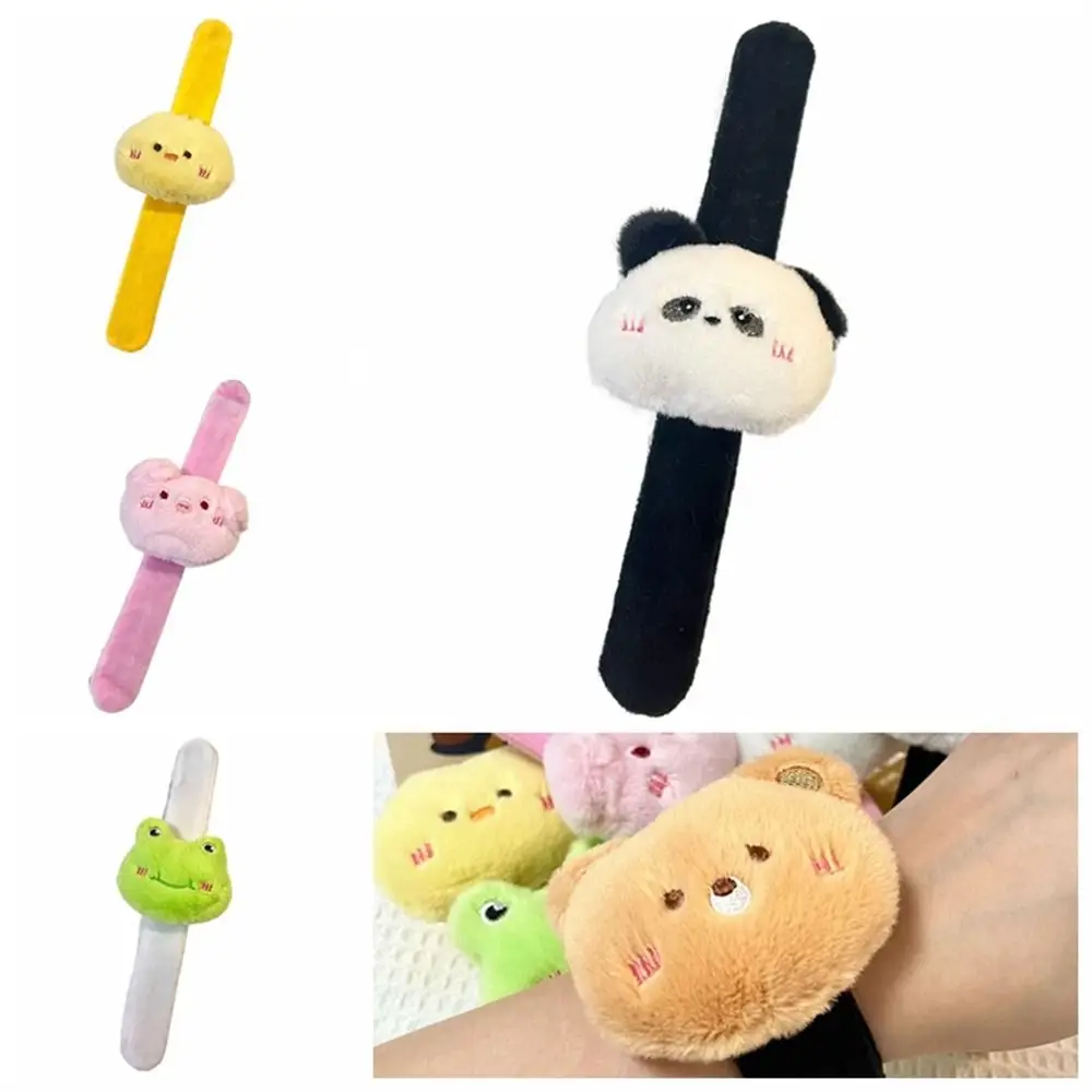 

Cartoon Animal Clap Circle Toy Super Soft Panda Rabbit Plush Wristband Bear Frog Stuffed Animal Plush Slap Bracelet