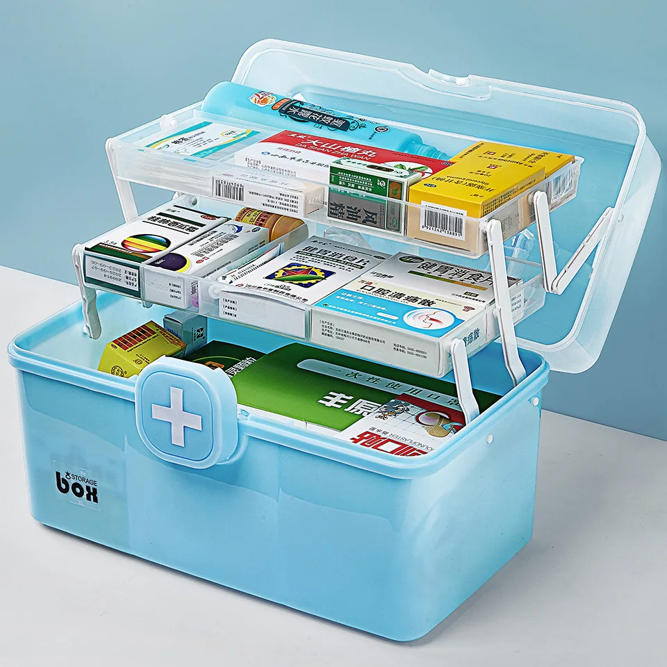 

Аптечка медицинская портативная, органайзер для оказания первой помощи, для всей семьи, с большой ручкой для хранения таблеток, аварийный контейнер