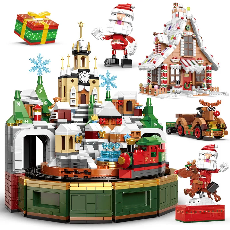 Compatible with Lego Santa's Gingerbread House Building Blocks Toy Castle Assembled Small Particle Children's Gift