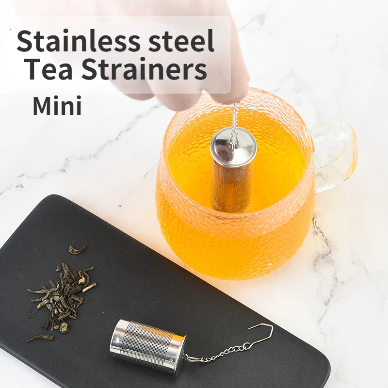 

1PC Cylindrical Stainless Steel Tea Leaf Infuser Strainer Spice Herbal Teapot Reusable Mesh Filter Home Kitchen Accessories