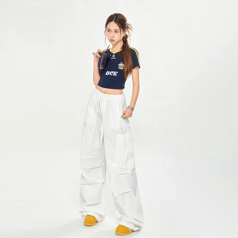 Комбинезон женский с широкими штанинами тонкий дышащий со складками свободные