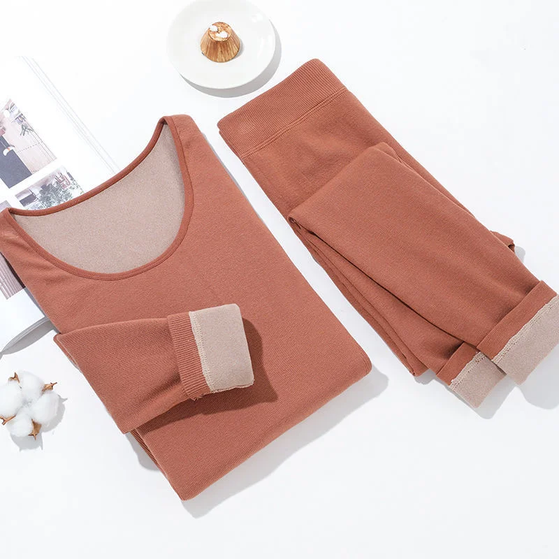 Warm underwear Women's thickened plush top Winter student tight body beauty Women's autumn clothes and trousers Warm clothes
