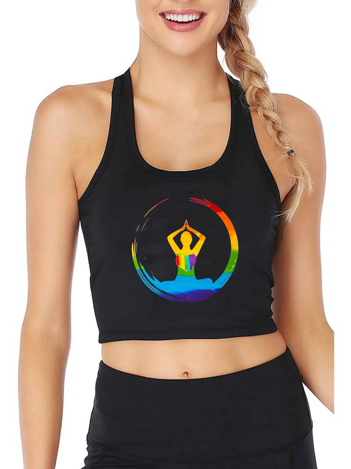 

Lgbt Yoga Design Sexy Slim Fit Crop Top Bisexual Personality Rainbow Pride Tank Tops Pride Month Gift Camisole