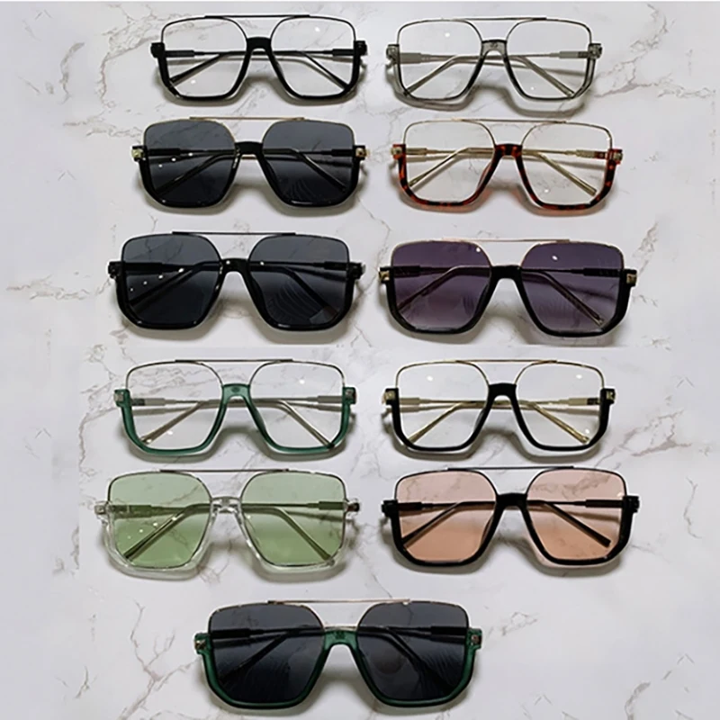 Очки в стиле ретро с двойным лучом и большой оправой