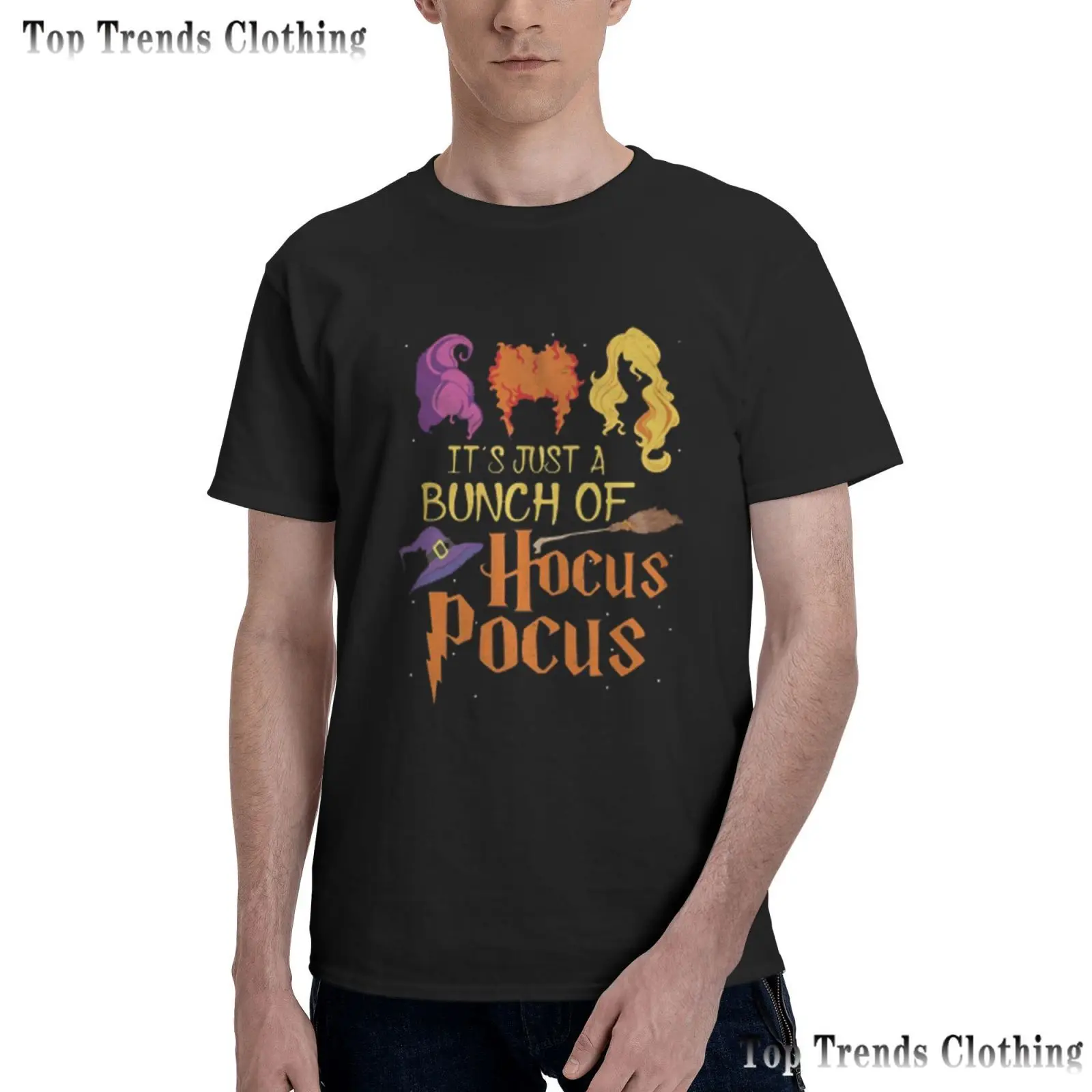 

Футболка Hocus Pocus, забавная футболка с графическим рисунком на Хэллоуин, в стиле Харадзюку, одежда для мужчин и женщин, футболка в стиле хип-хо...