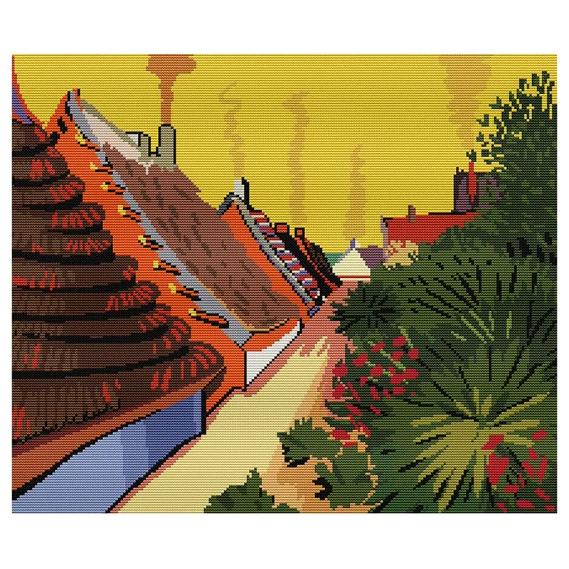 

Embroidery Starter Kits For Beginners 11CT 3 Strands Cross Stitch Stamped DIY Kits Fabric Crafts Patterns 23.6X20.4Inch