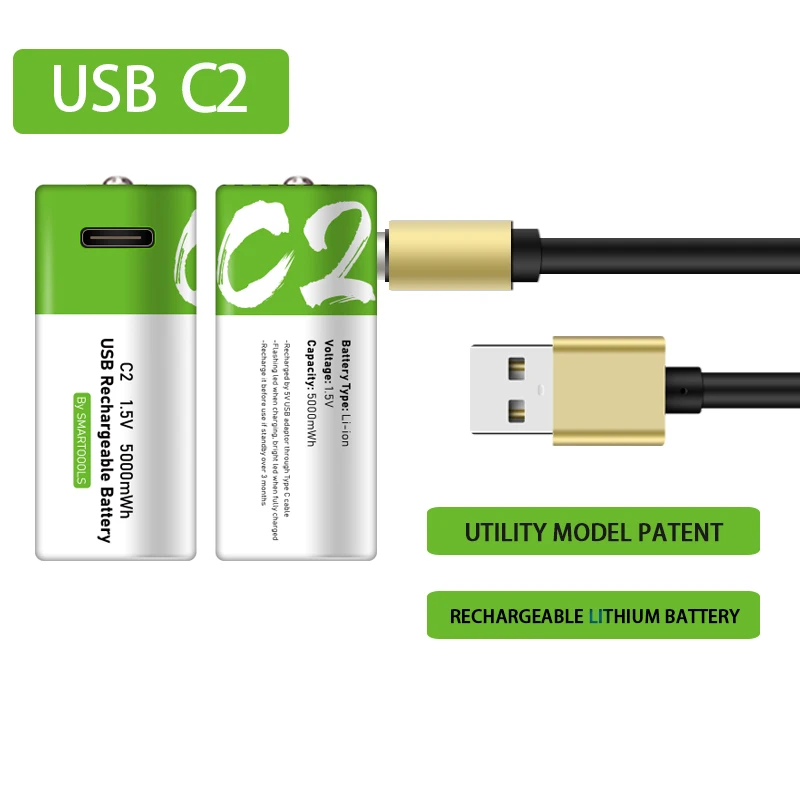 

C2 rechargeable battery 1.5V 5000mWh, suitable for non electric water heaters to replace CE furnace polymer batteries