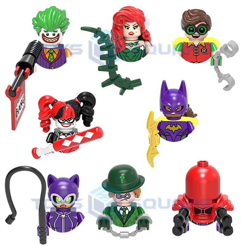 

HEROCROSS, Джокер, Ядовитый плющ, женщина-кошка, Робин Квинн, Бэтгерл, ридлер с красным капюшоном, модель блоков, семейный набор, подарки, игрушки