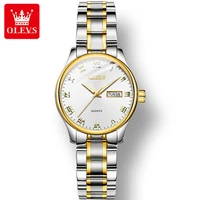 olevs 5568 waterproof business watches for women great quality dual calendar alloy strap quartz women wristwatch luminous