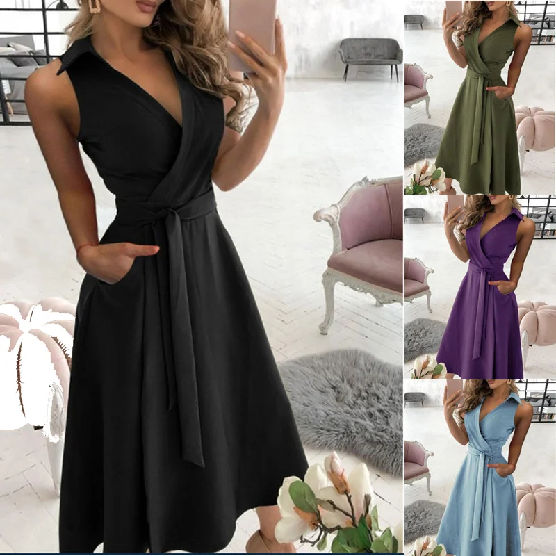 

Summer Retro Long Skirt Casual Cross V-neck Polka Dot Print Party Short-sleeved Dress Female Bohemian Beach Holiday Dress