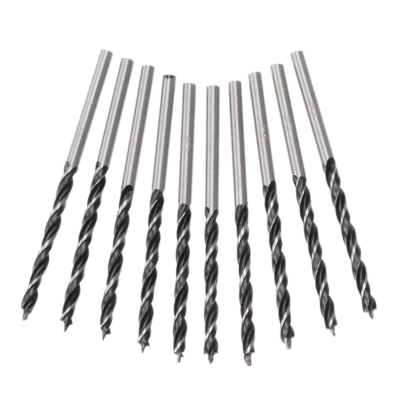 

10Pcs High Carbon Steel Woodworking Twist Drill Bit Wood Drills with Center Point 3mm Diameter For Woodworking DropShipping