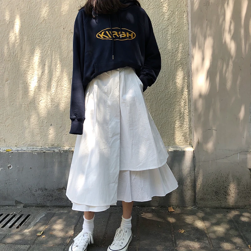 

Женская юбка с высокой талией SuperAen, белая юбка трапециевидной формы в Корейском стиле