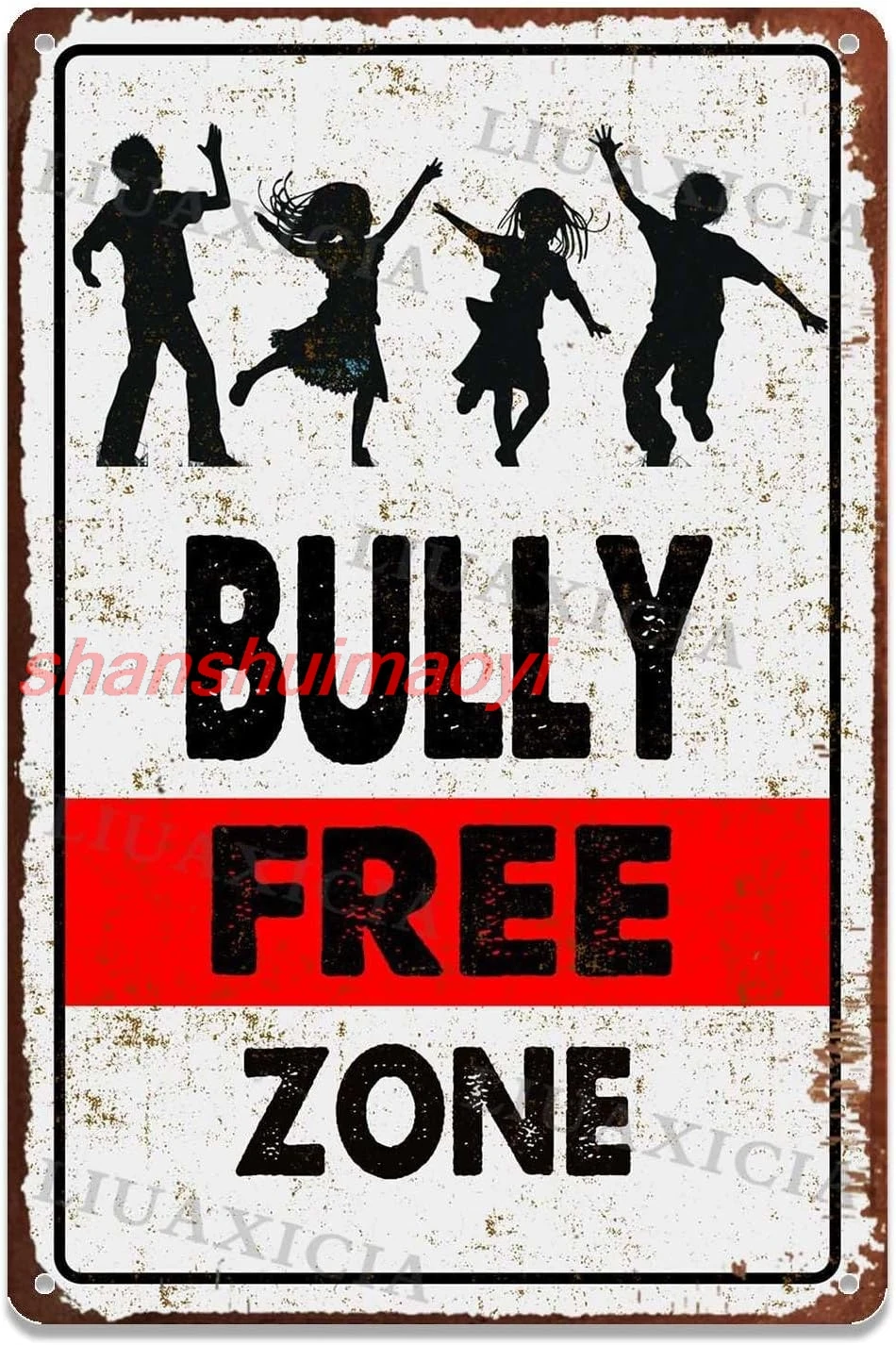 Веселая жестяная вывеска Bully Free Zone для дома бара комнаты стойки гаража кухни 8 00 x 12