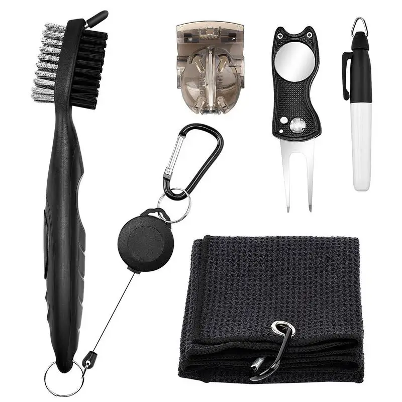 

Набор для чистки клюшек для гольфа, 5 шт., инструмент для чистки клюшек для клюшек, двухсторонняя щетка для клюшек и мячей, щетка для чистки клюшек для клюшек