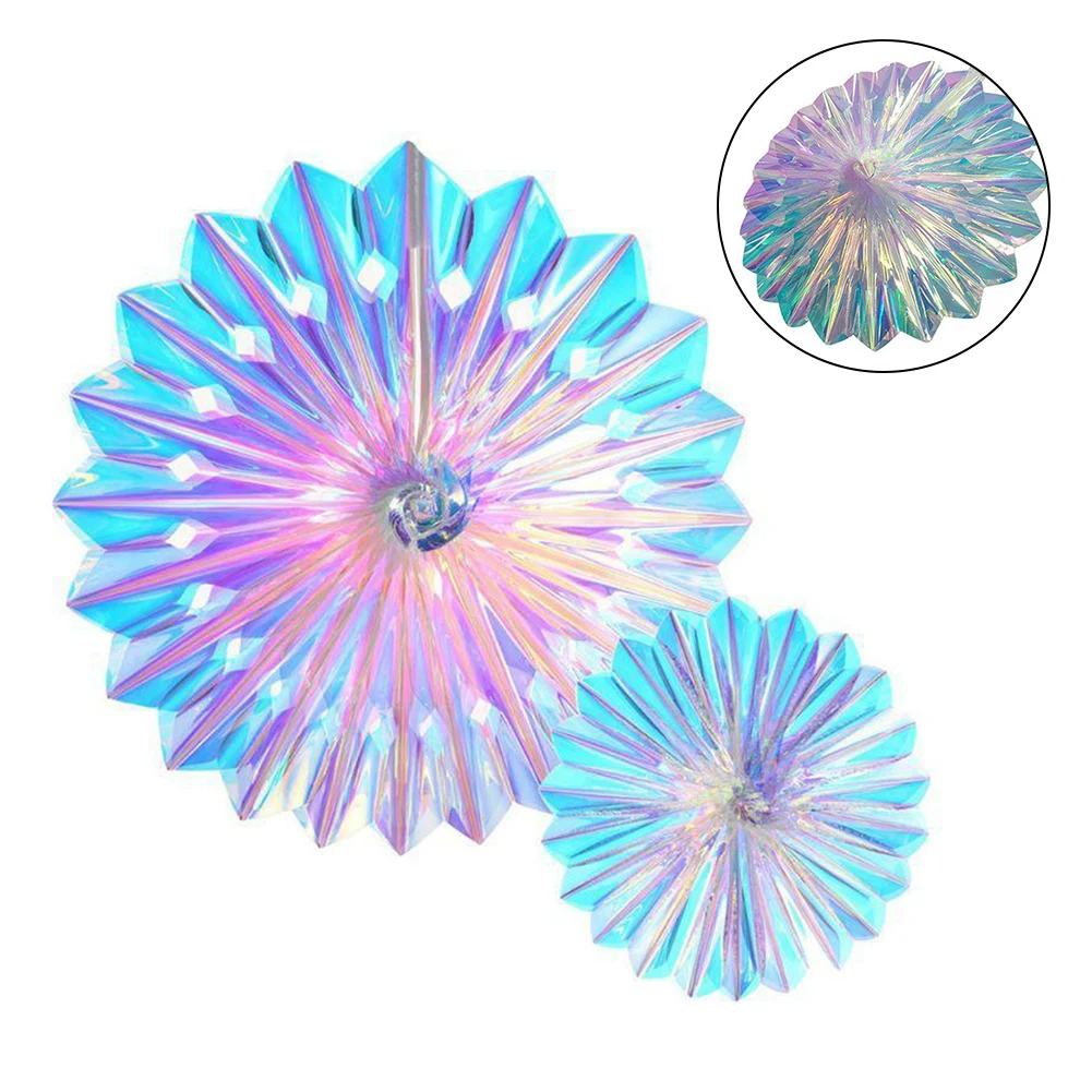 

6/12-Inch Iridescent Fan Set Multicolored Folding Fan For Valentine's Day Wedding Party Replacement Hanging Decorations Parts