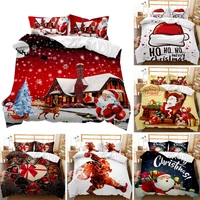 3d cartoon merry christmas duvet cover set queenking sizeholiday bedding set with santa print red quilt cover with pillowcase