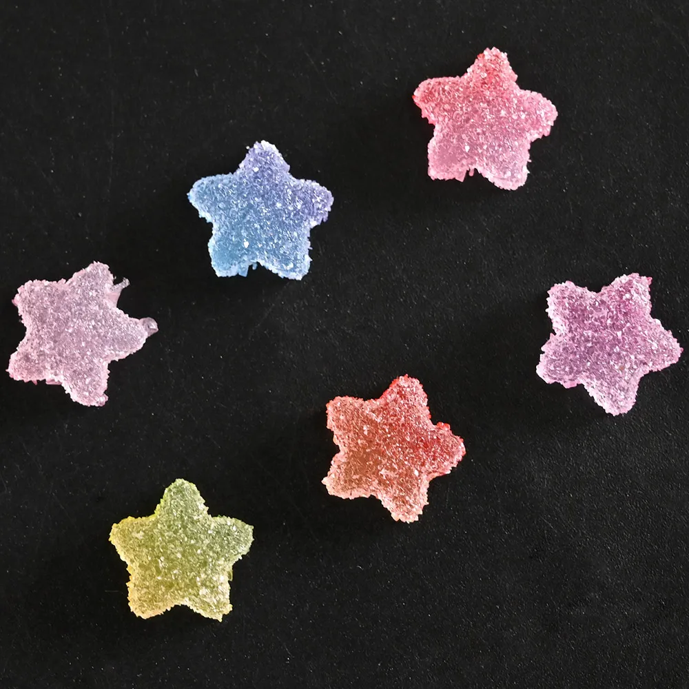 

New 10/50Pcs/pack Kawaii Gummy Nail Art Decoration 10mm Resin Sugar Charms Cute Stars Shape Candy Jelly Manicure Accessoris