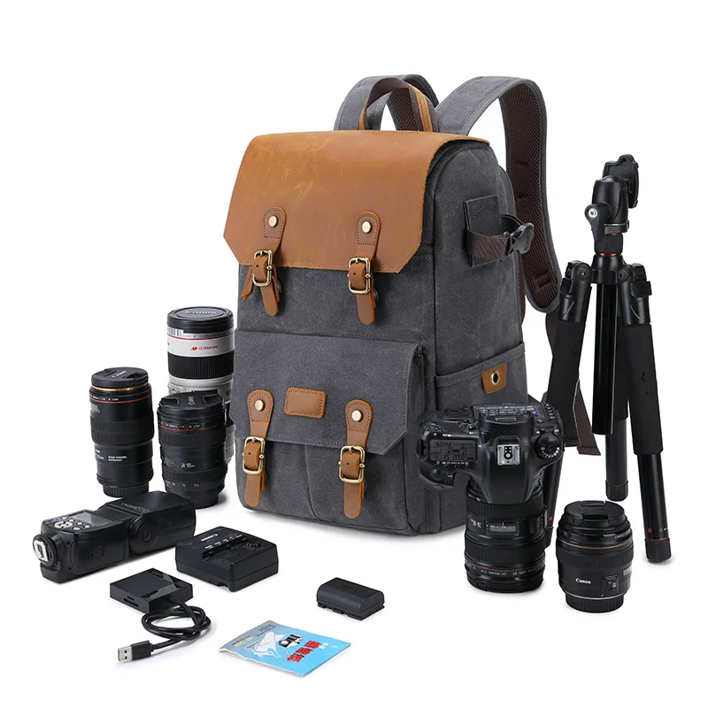 SLR Shoulder Camera Bag Waterproof and Anti-theft Large-capacity Canvas Drone Bag Outdoor Bag Shoulder Photography Backpack