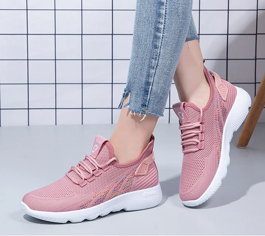 

2022 Women’s Mesh Flat Sneakers Breathable Walking Shoes Comfortable Outdoor Shoes For Running Gymnastics
